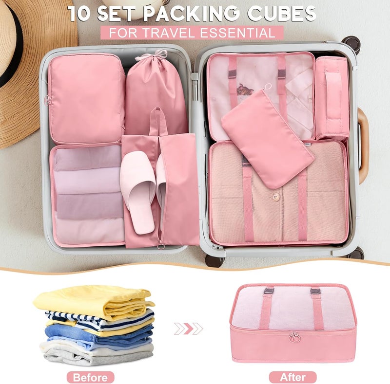 Attmu 10 Set Packing Cubes for Travel, Travel Packing Cubes with Hanging Toiletry Bag and Shoe Bag, Suitcase Luggage Organizer Bags for Travel Essentials Women Men - Image 5